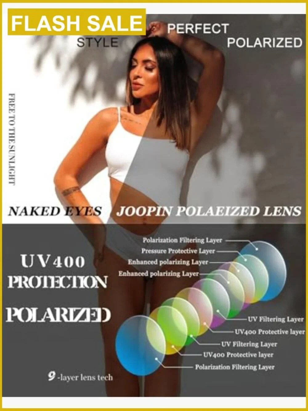 Oversized Polarized Butterfly Sunglasses UV Protection
